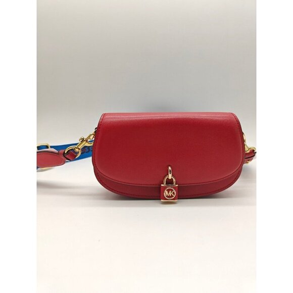 MICHAEL KORS Mila leather small crossbody messenger -Red /Blue strap - Picture 1 of 9
